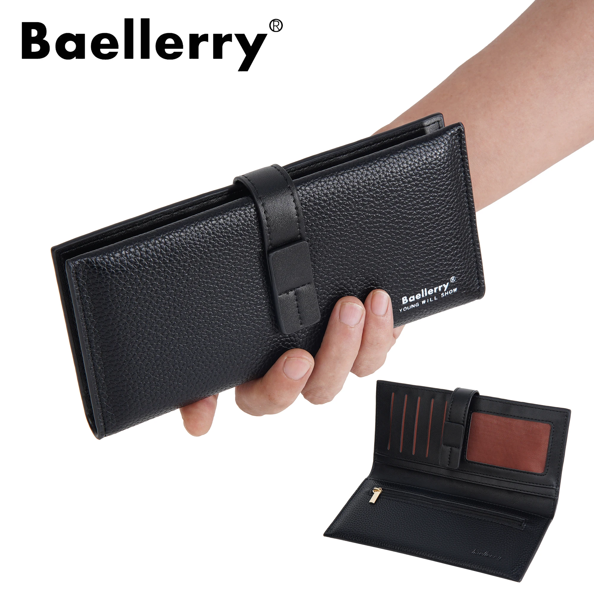 Baellerry New Women Long Wallets High Quality Simple Zipper Card Bag  Female Purse Photo Holder Coin Pocket Women Wallet