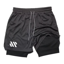 2024 Men's Running 2-in-1 Athletic Shorts Quick Dry Performance Workout Shorts Printed Gym Casual Sports compression shorts