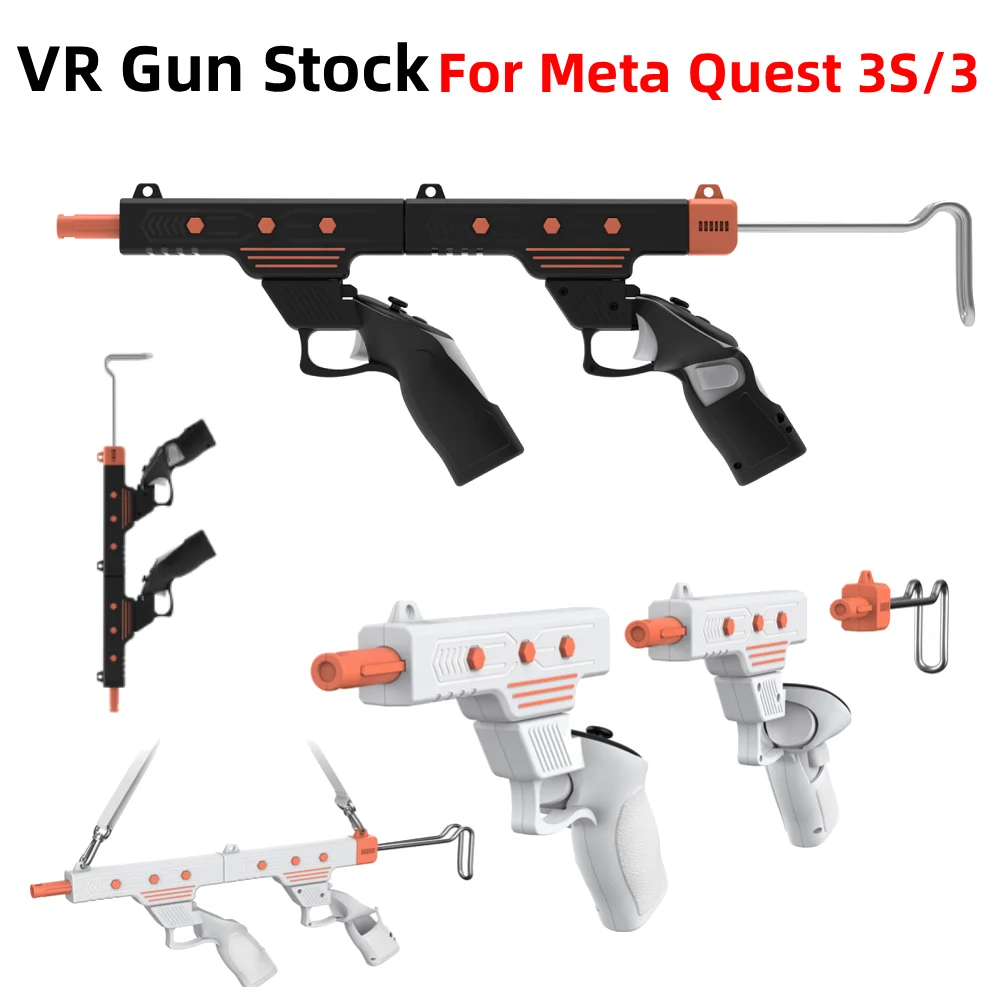VR Controller Stock Rifle Adapter for Meta Quest 3S/3 VR Game Accessories shooting Controller Handle Grips with Shoulder Strap