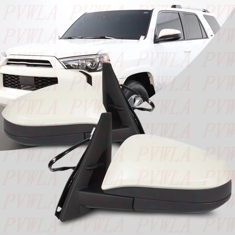 For Toyota 4Runner 2014 2015 2016 2017 2018 2019 2020 2021 1 Pair 5 Pins Pearl White Painted Power Adjust Mirror Assembly