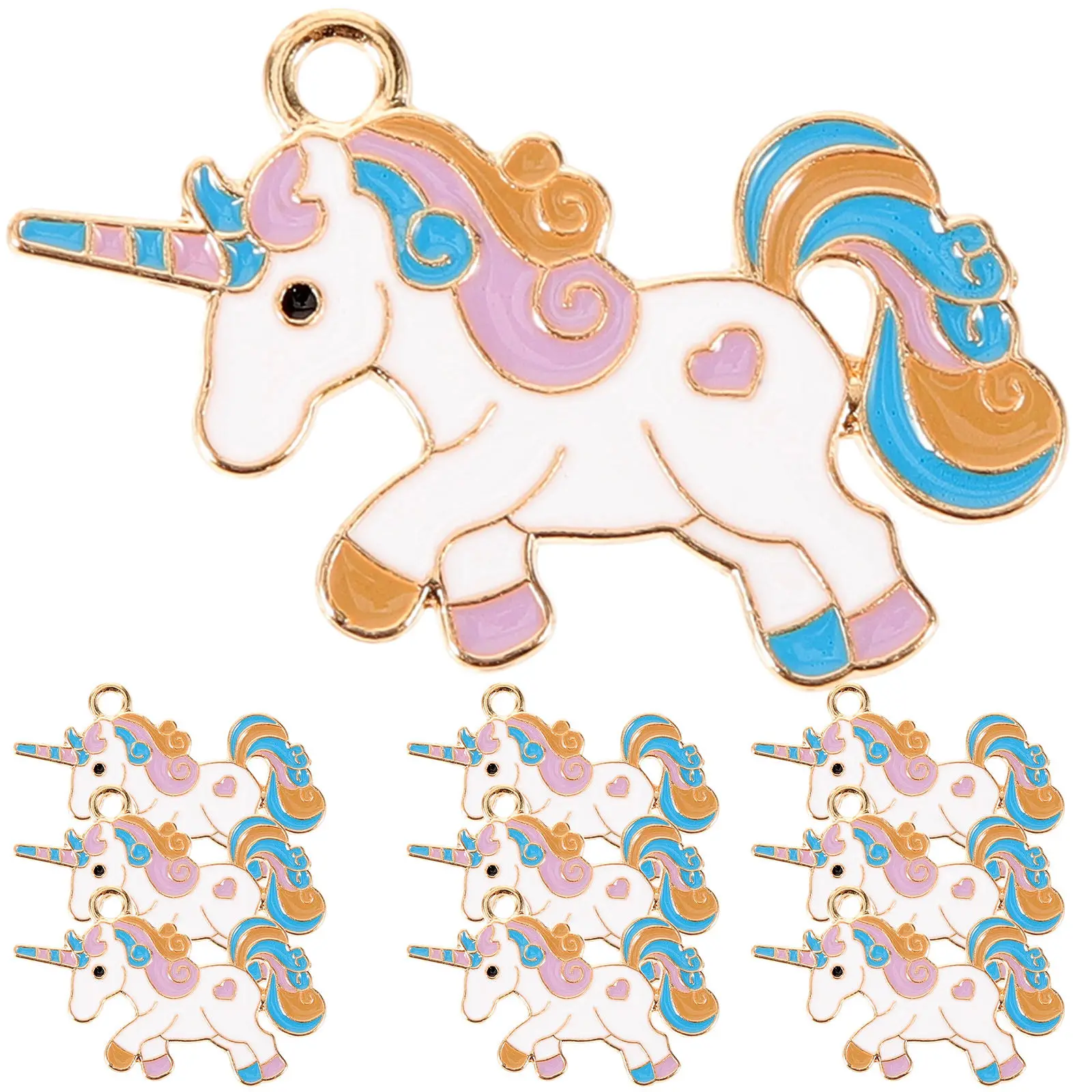 Unicorn Jewelry Charms 10pcs DIY Metal Pendants for Necklace, Bracelet & Keychain Crafting