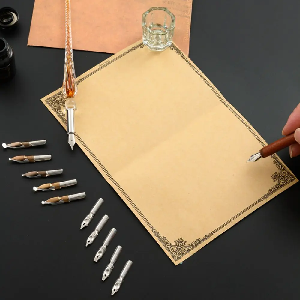 Handmade Glass Dip Pen Set Artistic Starry Sky Writing Quill Elegant Stationery For Calligraphy Drawing Office Supplies
