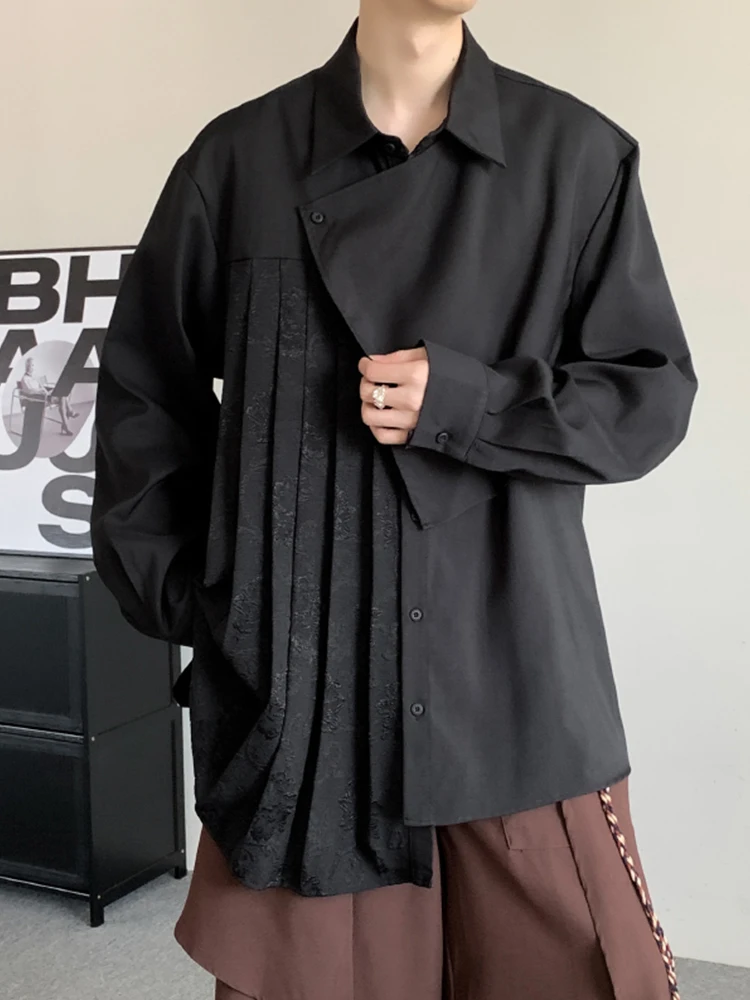 

Новая китайская мужская куртка-ханьфу с длинными рукавами, асимметричным кроем и вставками, осенне-зимняя, модная, брендовая, верхняя одежда