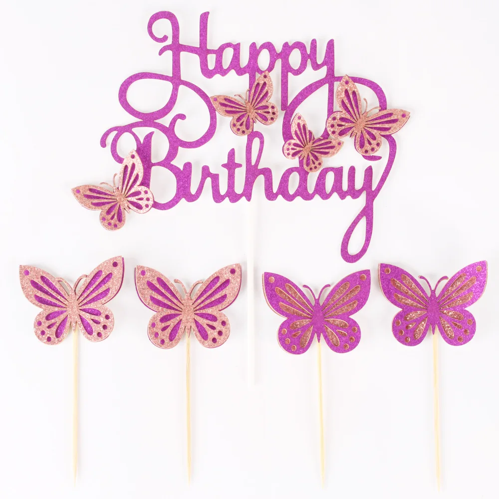 13 Stück Glitzer-Schmetterling Kuchendekoration für Cupcakes & Geburtstag, Jubiläum und Partydekoration, Schmetterling Kuchendekorationen – Detail 15