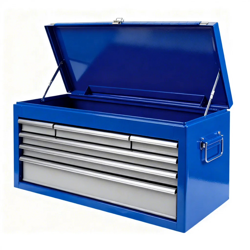 Portable Metal Tool Box With Drawers Keyed Center Lock For Security Powder Coated Scratch Resistant Finish Heavy Duty Chest