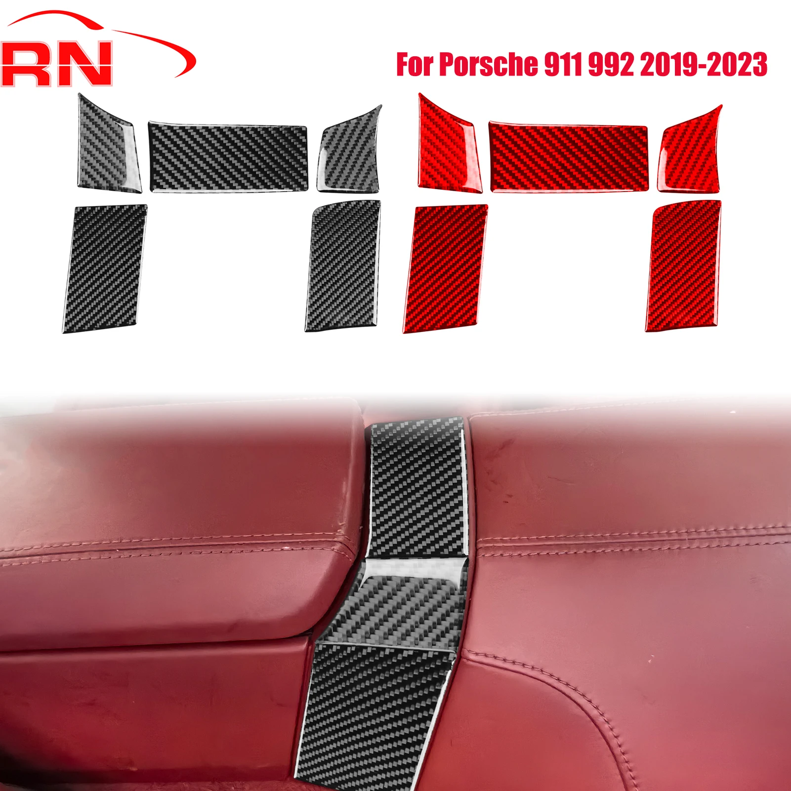 

For Porsche 911 992 2019-2023 Modified Forged Carbon Fiber Car Rear Armrest Box Panel Interior Piano Decorative Sticker