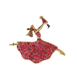 Luxury Ballet Girl Dancing Brooch Shiny Rhinestone Creative Gymnastics Character Female Costume Accessory Pin Jewelry Gift