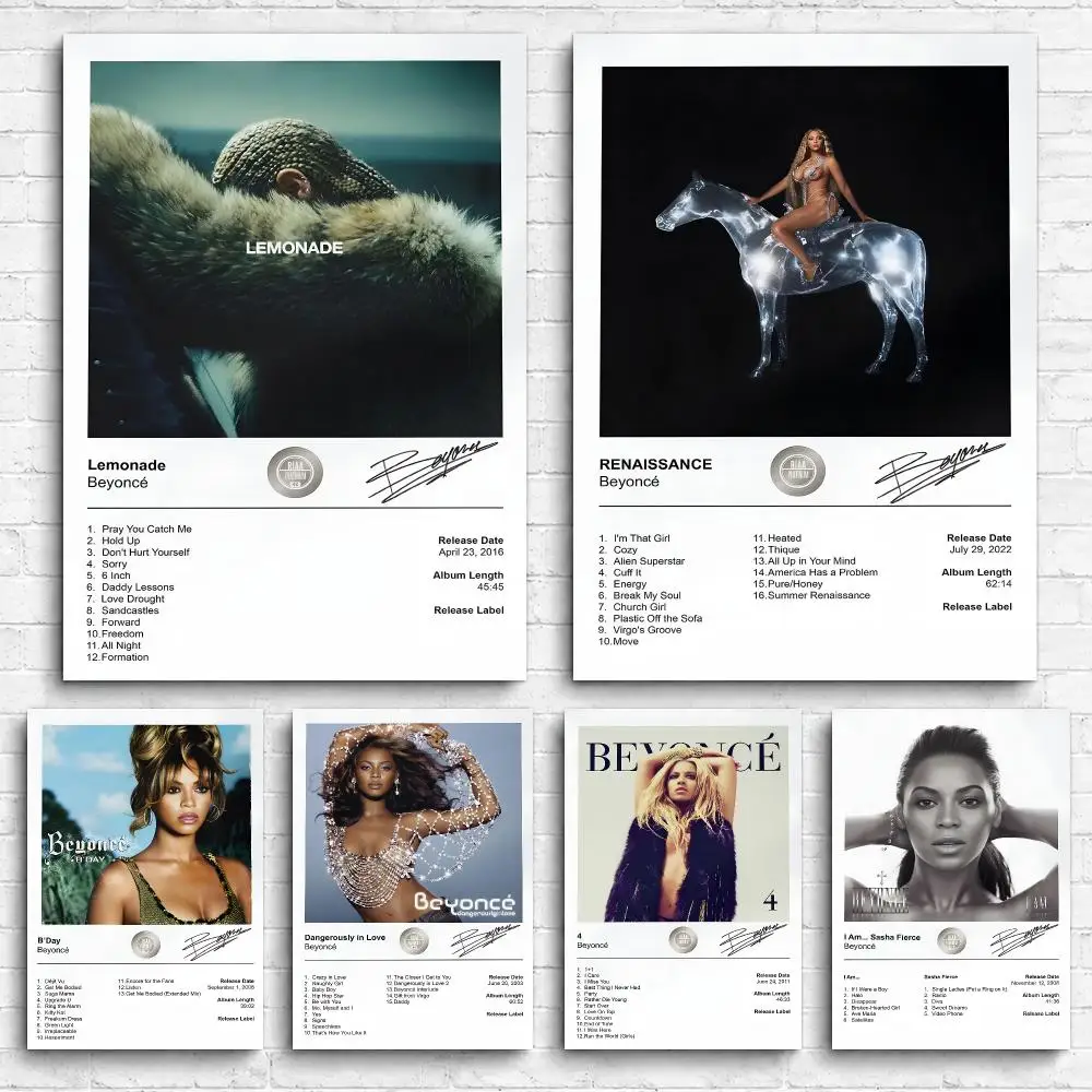 Singer Album B-Beyonce Framed Wall Painting Canvas Poster Ready to Hang Wall Art for Bedroom Living Room Home Decor Gift