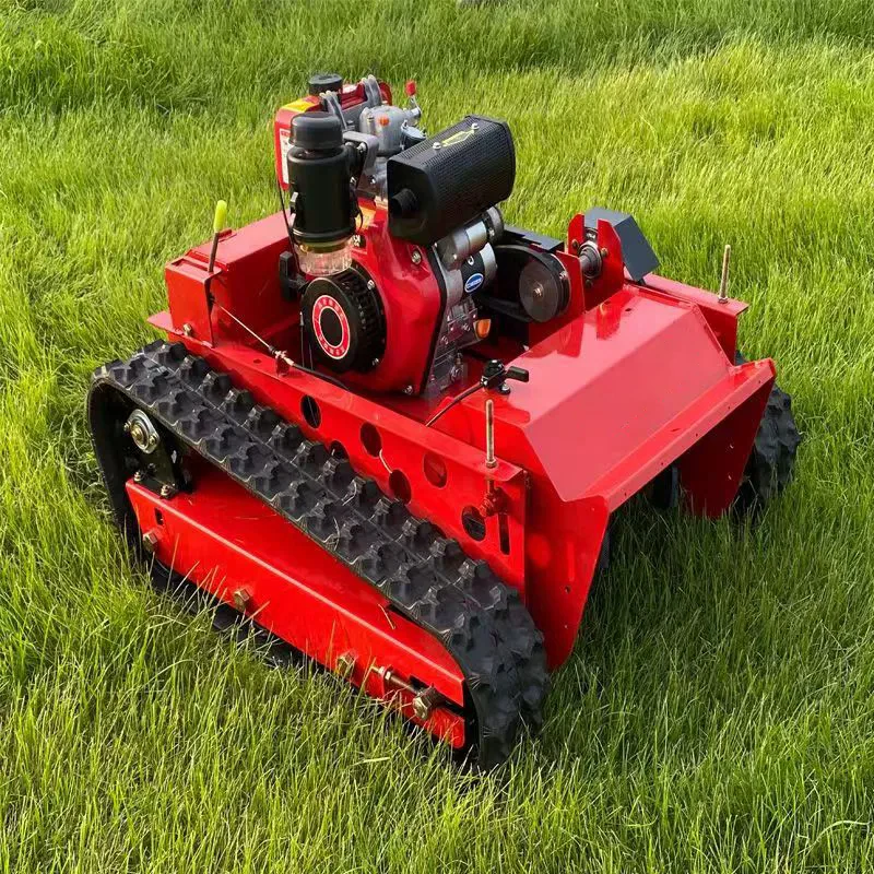 New Design All Terrain Remote Control Lawn Mower Weeding Machine Rubber Tracks Electric Robot Grass Cutter for Garden Orchard