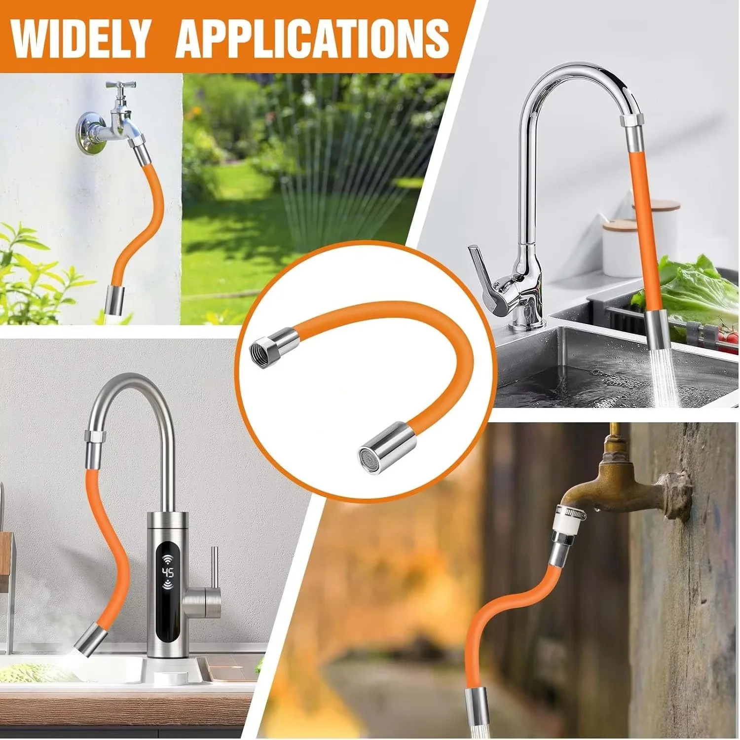 1Pc Faucet Universal Extended Water Pipe Anti-Splash Extension Pipe for Bathroom Kitchen Flexible Shower Hose Tube