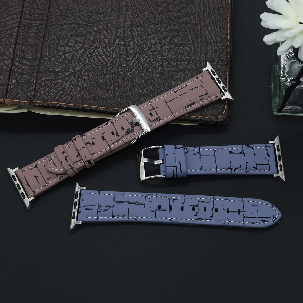 Elegantes bandas de cuero PU para Apple Watch 40mm 41 42mm 44mm 45mm 46 49mm correa sintética informal para iwatch Series 10/9/8/7/6/5/4/se/3