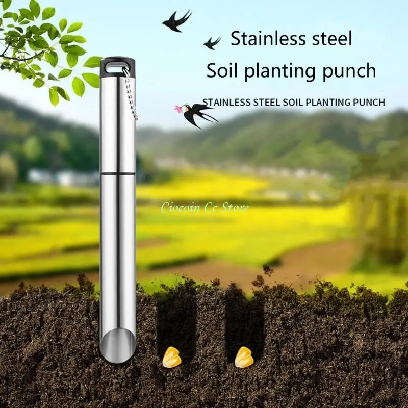 X90F Garden Bulb Planter Garden Bulb Transplanters Tool Stainless Soil Release Tool for Transplanting Digging Planting Flower
