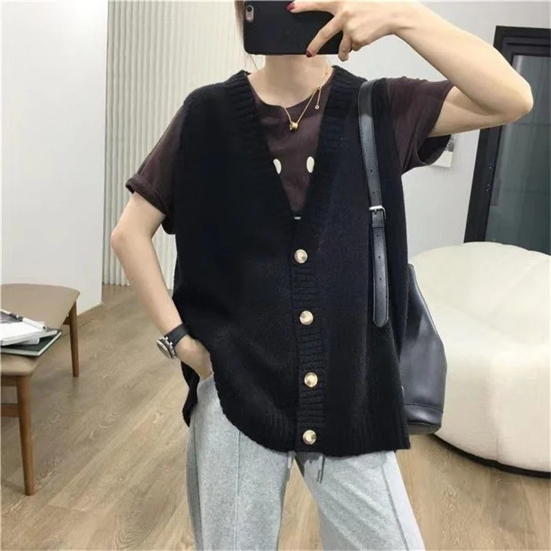 Autumn Winter Vest Female Knit 2024 Medium Long Styles Sleeveless Women Jacket Large Size 6XL Cardigan Waistcoat Ladies Outwear