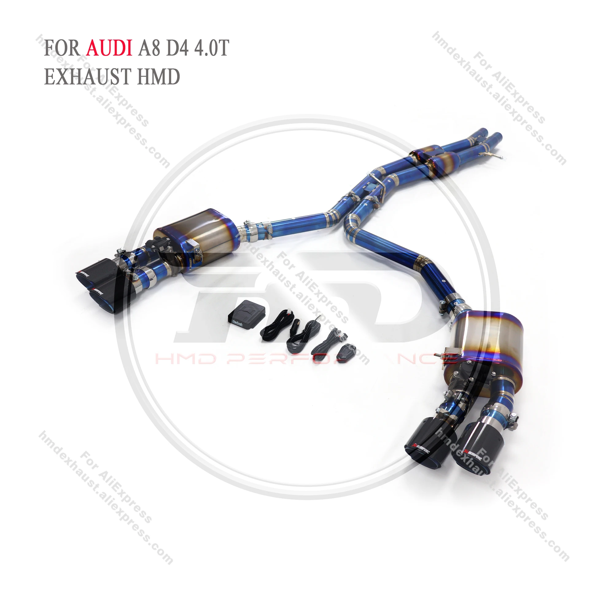 HMD Titanium Exhaust System Performance Catback for Audi A8 D4 4.0T Muffler With Valve