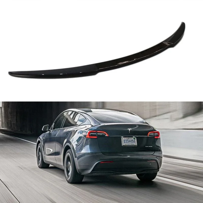 

ABS Car Tail Wings Rear Trunk Spoiler For Tesla Model Y 2021 Sports Gloss Carbon Fiber Look Exterior Parts Accessories