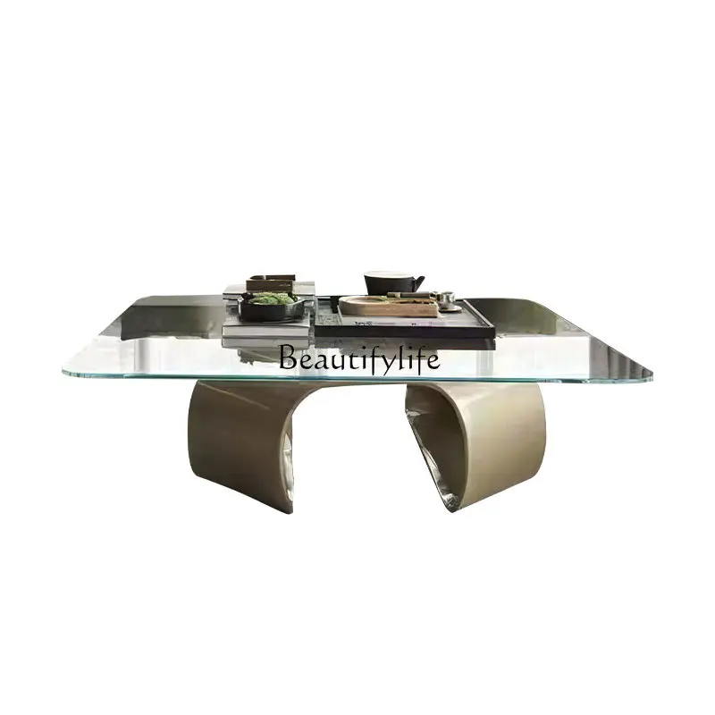 

Light luxury tempered glass coffee table, high-end living room, modern simple small apartment, wabi sabi wind rectangle