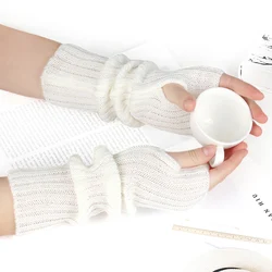 1 par de guantes sin dedos estilo Lolita para mujer, calentadores de brazos, guantes góticos tejidos Kawaii, mangas, accesorios de Cosplay Harajuku