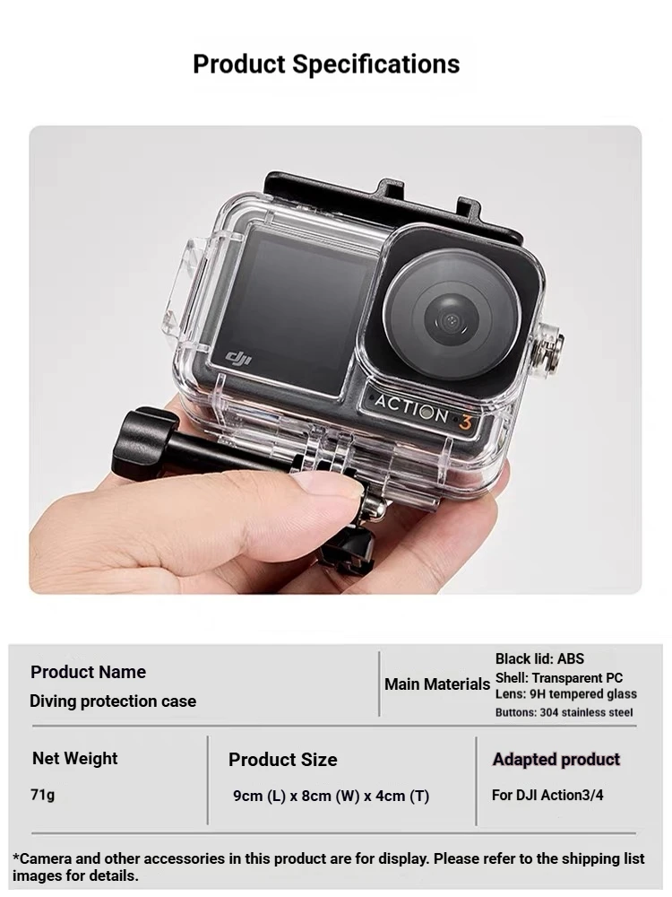 60M Diving Waterproof Case for DJI Osmo Action 5Pro/4/3Underwater Dive Housing Protective Shell Video Fill Light Accessories Kit