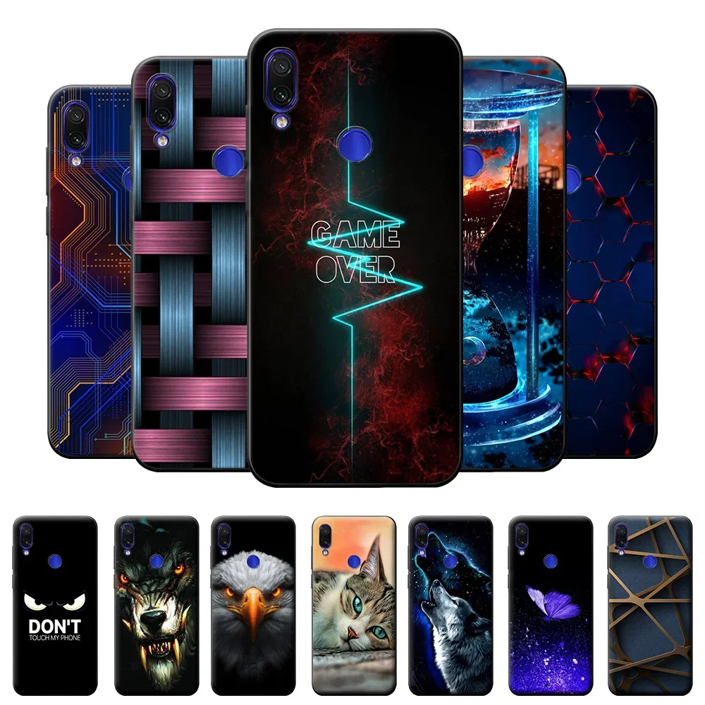 Redmi Note 7 Case For Xiaomi Redmi Note 7 Pro Black Cover Soft Silicone Bumper Phone Case on Redmi Note 7 Pro Protect Fundas