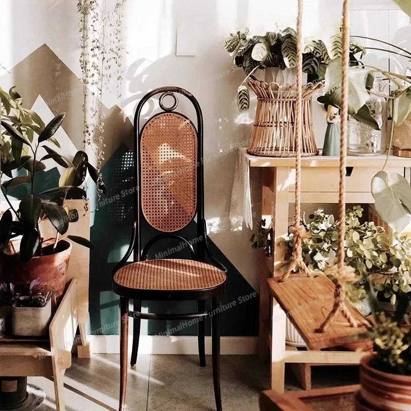 

Скандинавские ретро-стулья из массива дерева, французские креативные стулья для отелей и ресторанов, плетеные из ротанга, для дома и отдыха