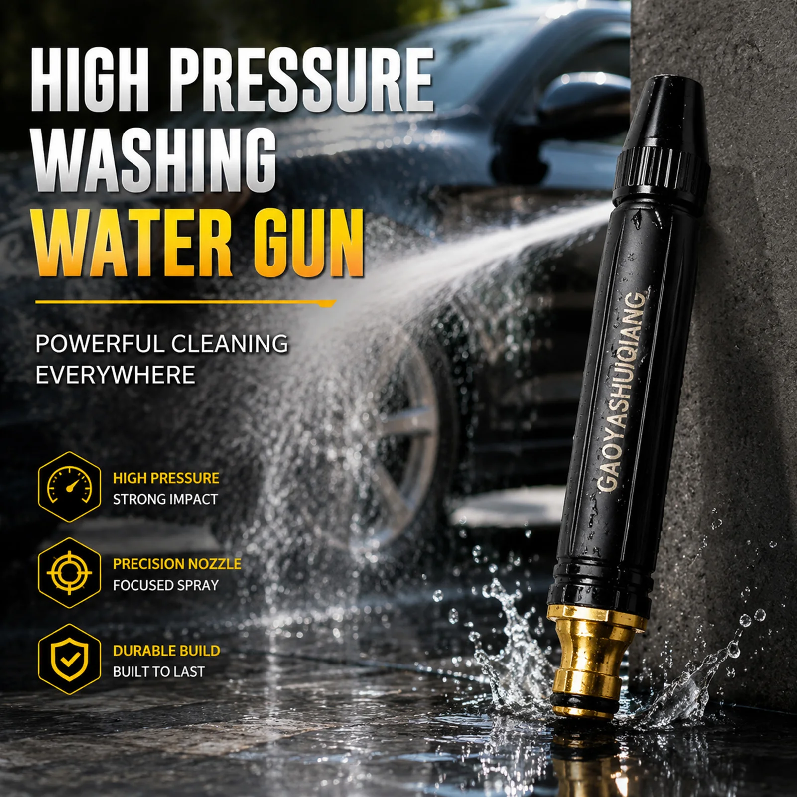 High Pressure Car Wash Nozzle Adjustable Spray Head Portable Garden Hose Water Gun Connector For Auto Patio Floor Cleaning