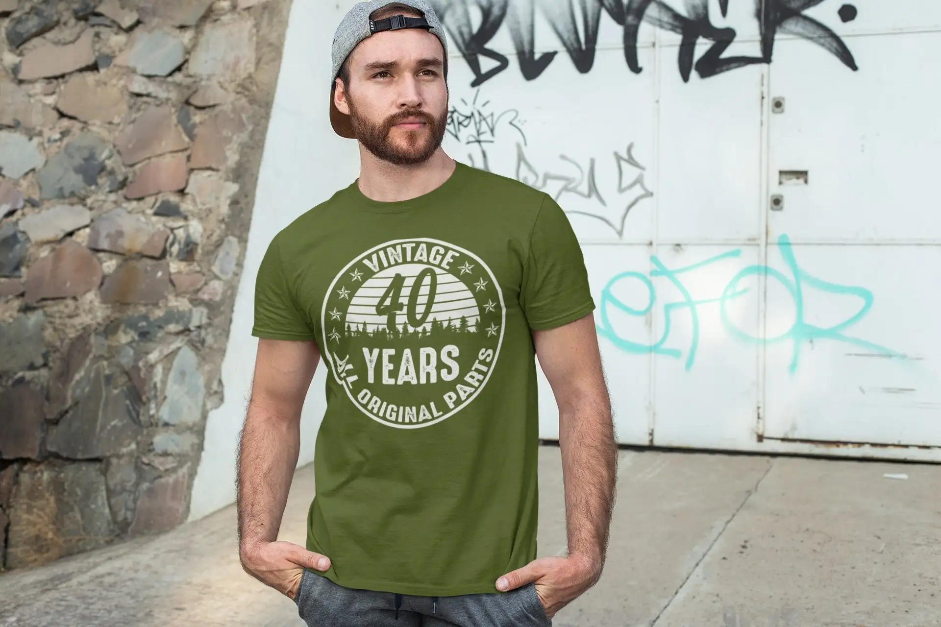 Men's 40th Birthday T Shirt Original Parts Fortieth For Vintage Age