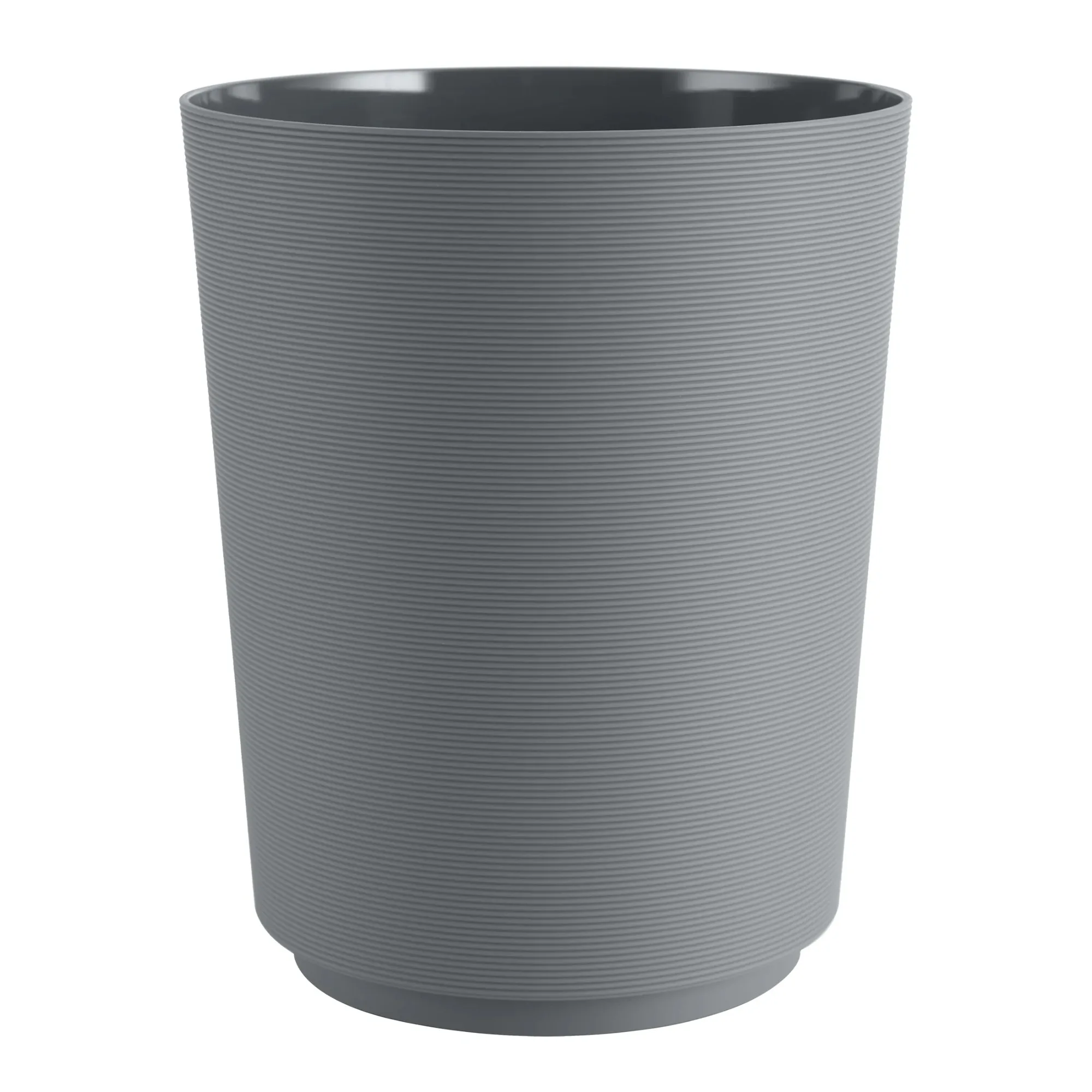 Soft Touch Ribbed Plastic 1.98 Gallon Wastebasket in Grey for Bathroom, Kitchen and Bedroom