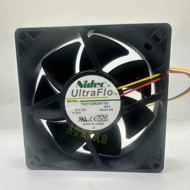 New Cooler Fan for Nidec 9225 9CM T92T12MUA7-53 DC12V 0.25A 3-wire Cooling Fan 90*90*25MM