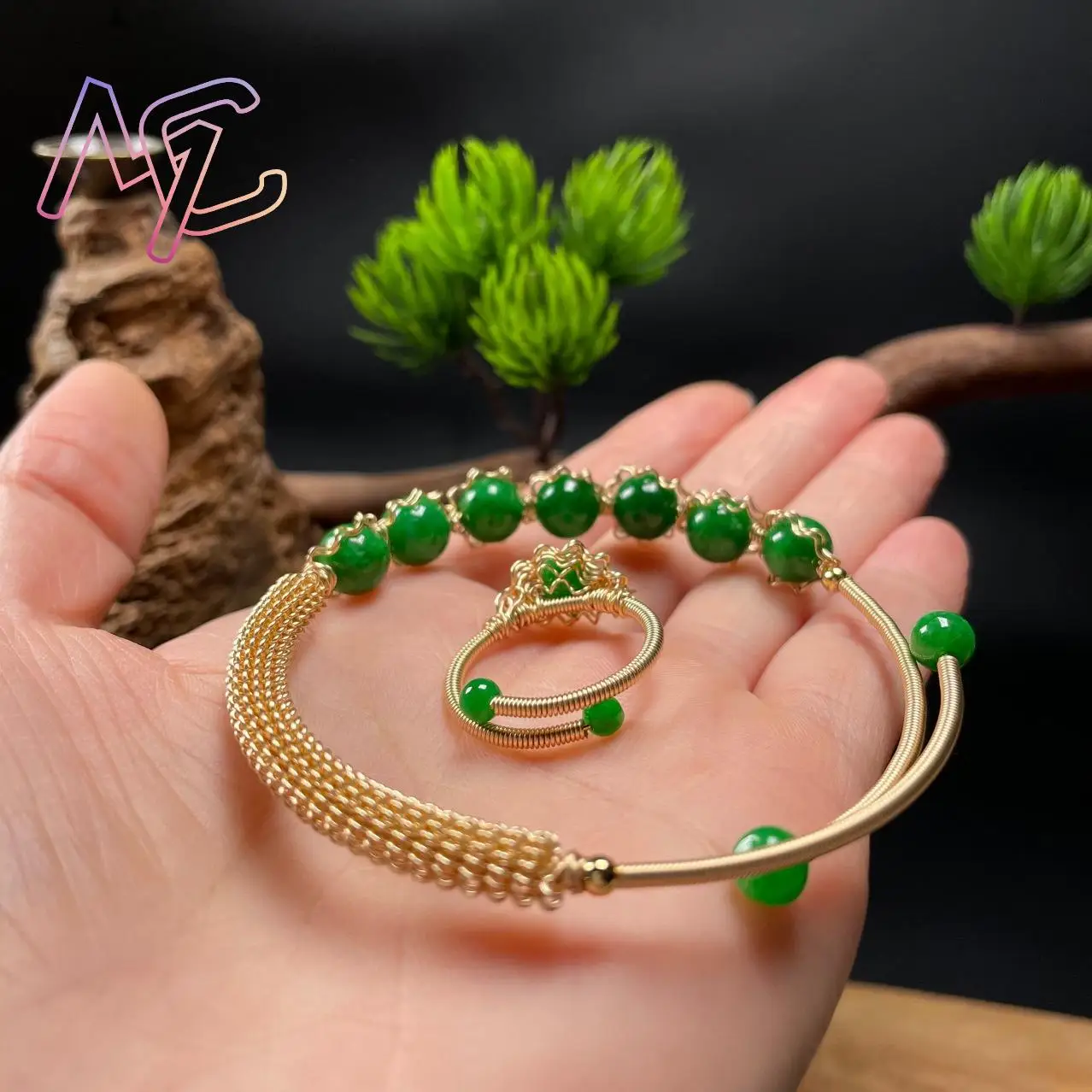 Natural Jade Beads Bracelet Real Jewelry Designer Gifts for Women Lucky Amulet Vintage Charm Ring Luxury Bangle