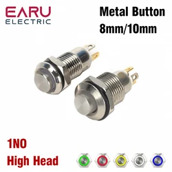 8mm 10mm Waterproof Momentary Latching Push Button Switch LED High Head Starter Auto Engine 1NO Doorbell Instantaneous Switch