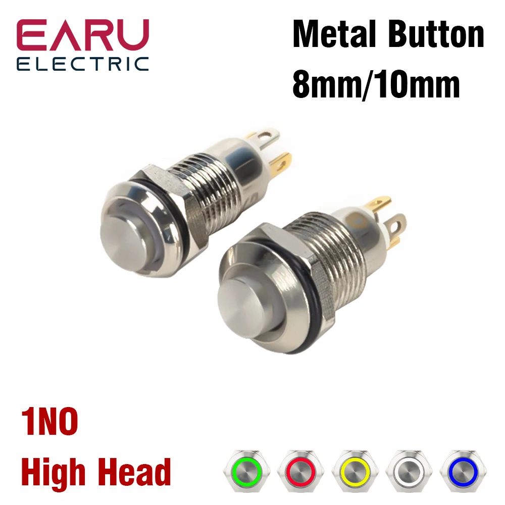 8mm 10mm wodoodporny chwilowy przełącznik przycisk zatrzaskowy LED High Head Starter Engine 1NO dzwonek chwilowy przełącznik