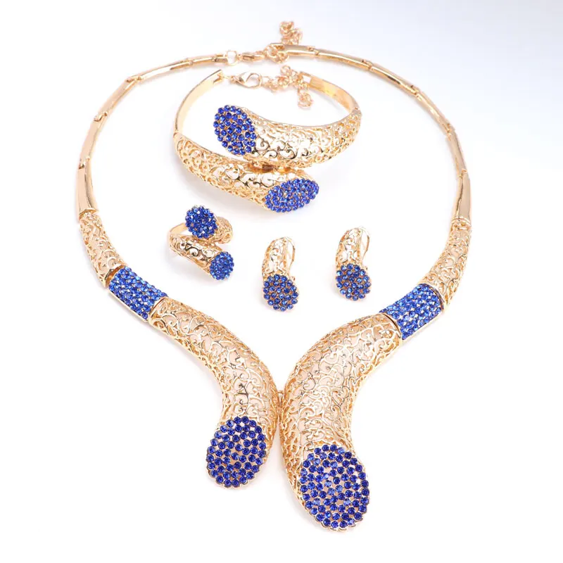 New Sale!! Dubai African Gold Color Necklace Earrings Costume Jewelry Sets Women Wedding Jewellery