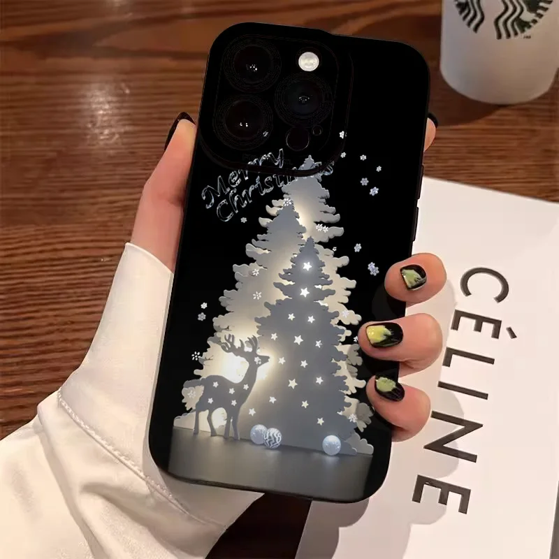 Creative Winter Cute Snowman Christmas Tree Pattern Case For iPhone 17 16 Pro Max 15 14 13 12 11 XS XR 7 8 Plus 16E 17 Air Cover - náhled 6