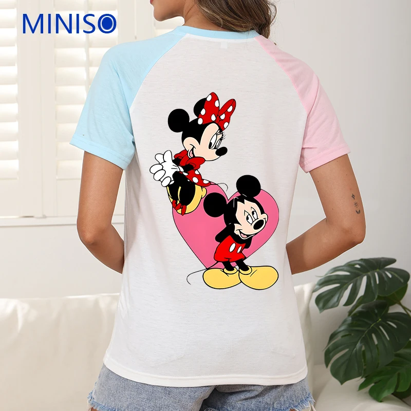

Fashion Clothing Trends 2025 New Disney Mickey Minnie Printed T-shirt for Loose Top Clothes Ladies Large Size Trends Tops & Tees