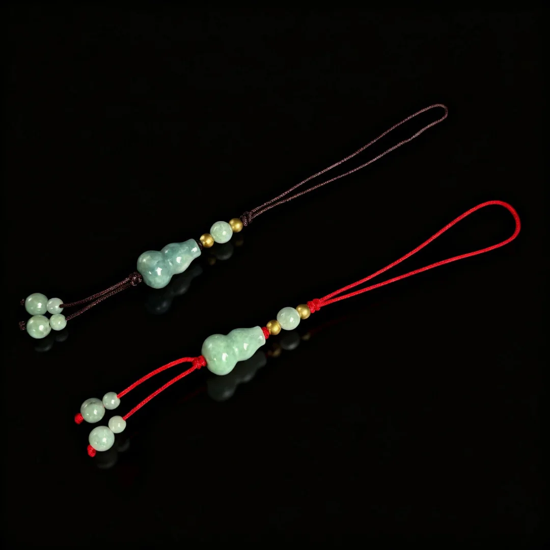 

Natural Russian Jade Gourd Small Pendant Mobile Phone Keychain Rope Car Keychain Charms Hanging Decoration Jewelry Drop Shipping