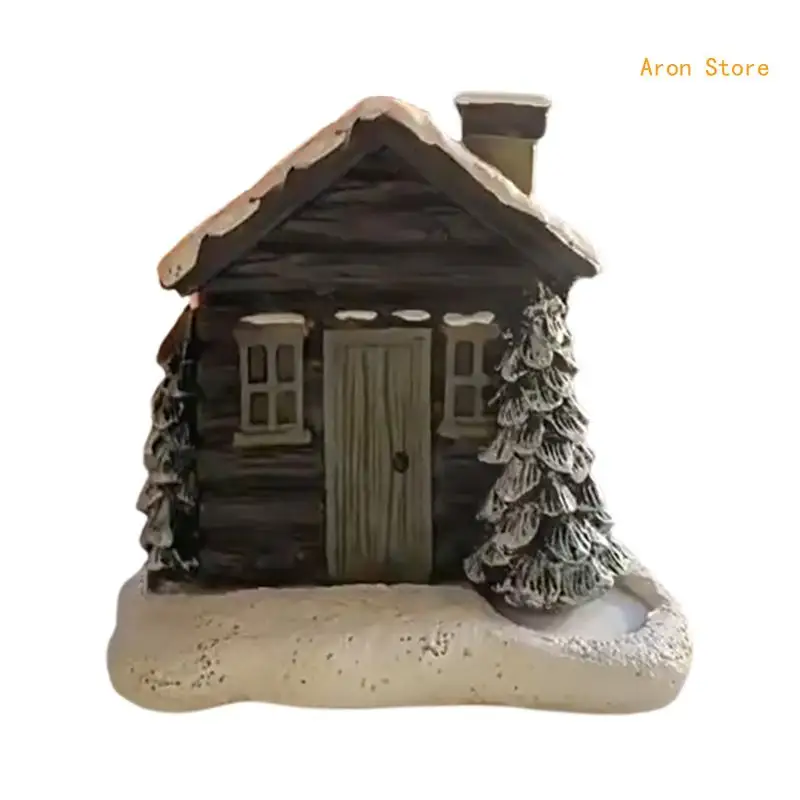 Log Cabin Chimney Ceramic Holder for Christmas Home and Office Enhancement H3CF