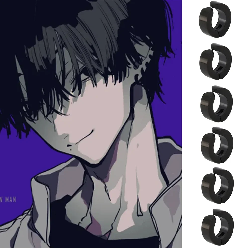 

Chainsaw Man Cosplay Earrings - Yoshida Hirofumi Ear Clip, Punk Black No Pierced Fake Ear Circle for Women Men, New Pop Jewelry