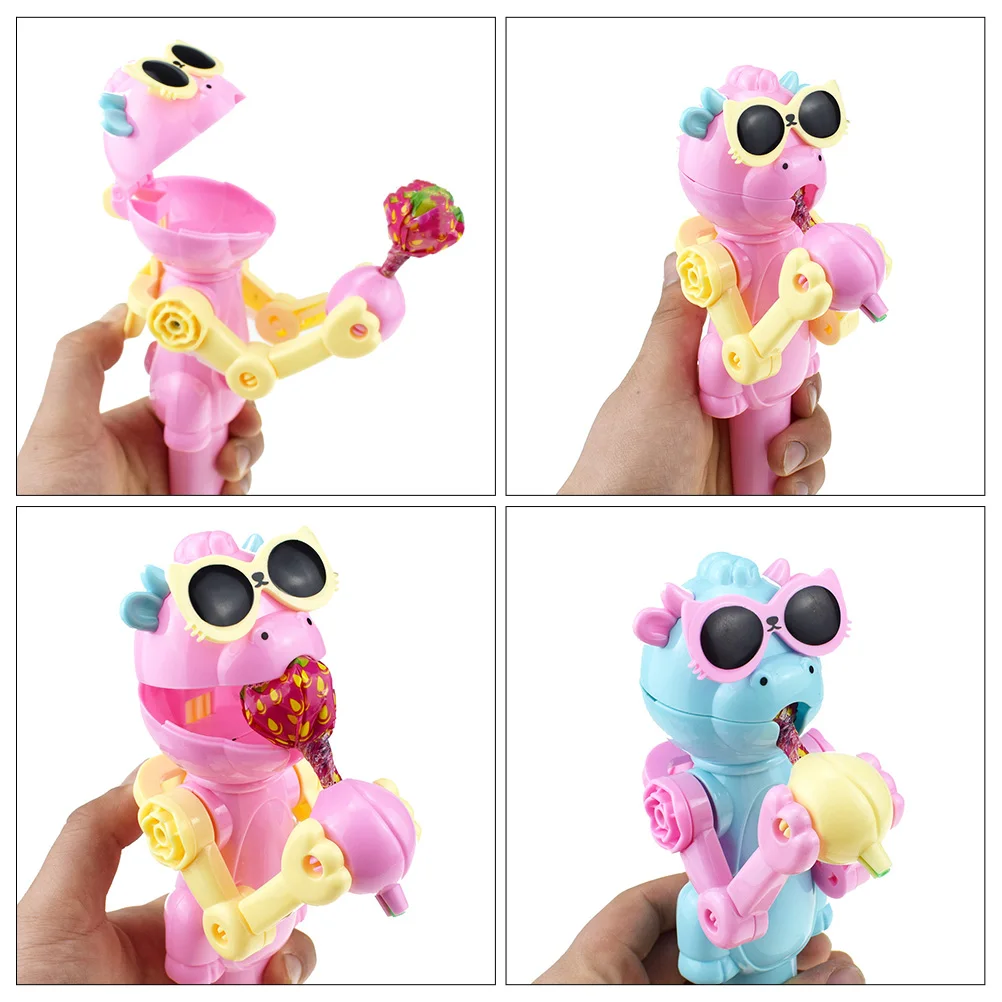 

4 Pcs Dinosaur Lollipop Robot Sucker Holder Kids Toys Party Favors Plastic Stress Reliever for