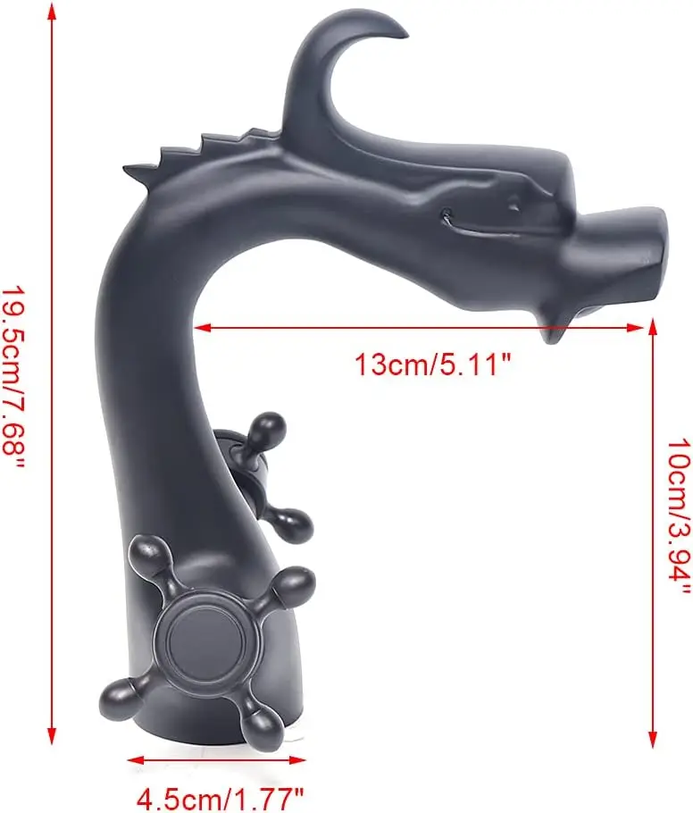 

NEWEST Dragon Pattern Faucet Basin Mixer Tap Two Handle Black Bathroom Tap Basin Mixer Tap Vintage Bathroom Faucet