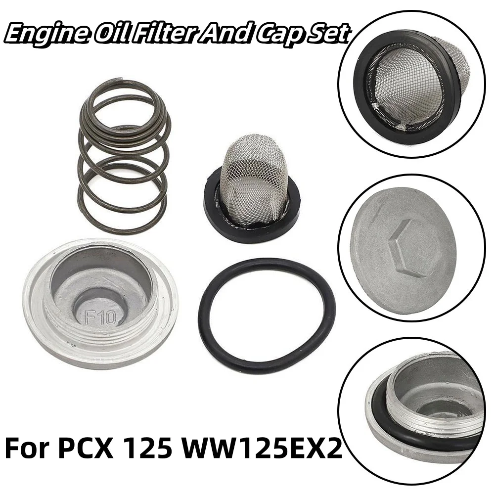 Cap Kit Engine Oil Filter Cover Set Drain Plug Engine Oil Filter For Honda PCX125 Motorcycle Engine Oil Filter