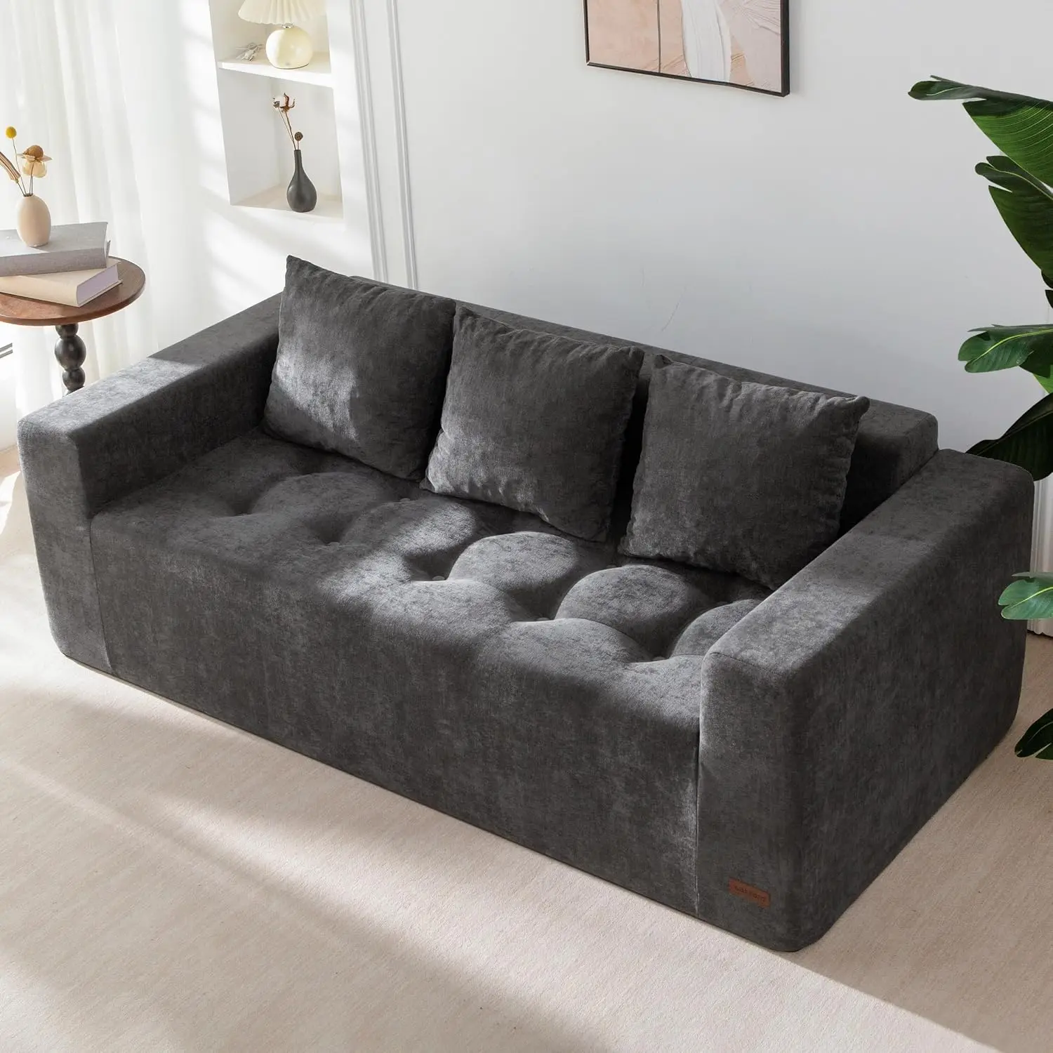 Oversized Loveseat Boneless Cloud Sofa, Deep Seat, Chenille Upholstered Living Room Chair, No Assembly, 75