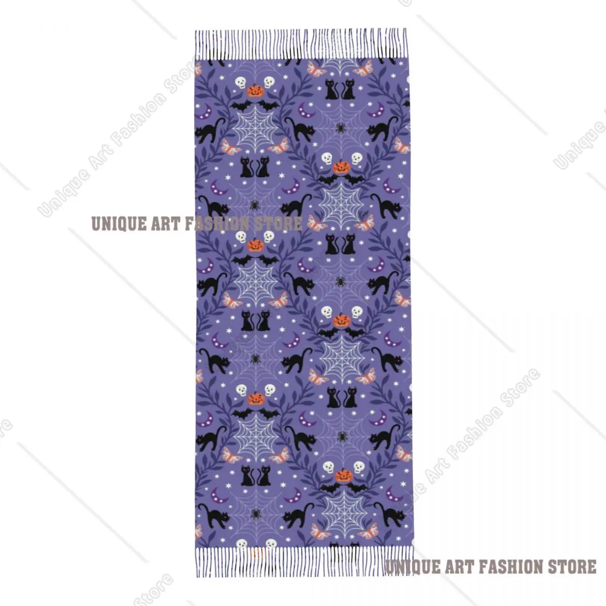 Bufanda de araña de gato negro con estampado personalizado para Halloween, bufandas cálidas de invierno para hombres y mujeres, chal gótico de bruja