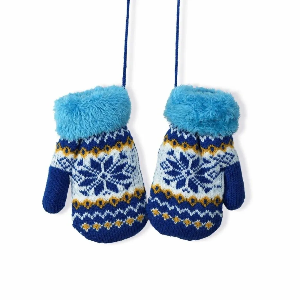 Thicken Warm Kids Winter Gloves Coldproof Windproof Children Mittens Soft Knitted Yarn with Velvet Baby Gloves Toddler