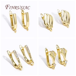 18K Gold/Rhodium Plated French Inlay Zircon Earwires Fastener Earring Hooks Clasps Fittings DIY Earring Making Accessories