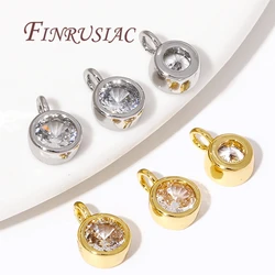 18K Gold Plated Brass with Rhinestone Charms For Jewelry,Round Pendant For Necklaces Making Findings,DIY Bracelets Accessories