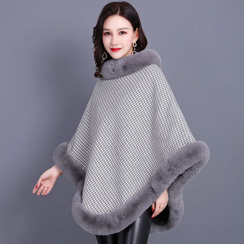 2026 Winter Women Shawls  And Wraps Faux Fur Sleeveless Warm Coat Women Loose Cloak Outwear Lattice Ponchos And Capes WF232