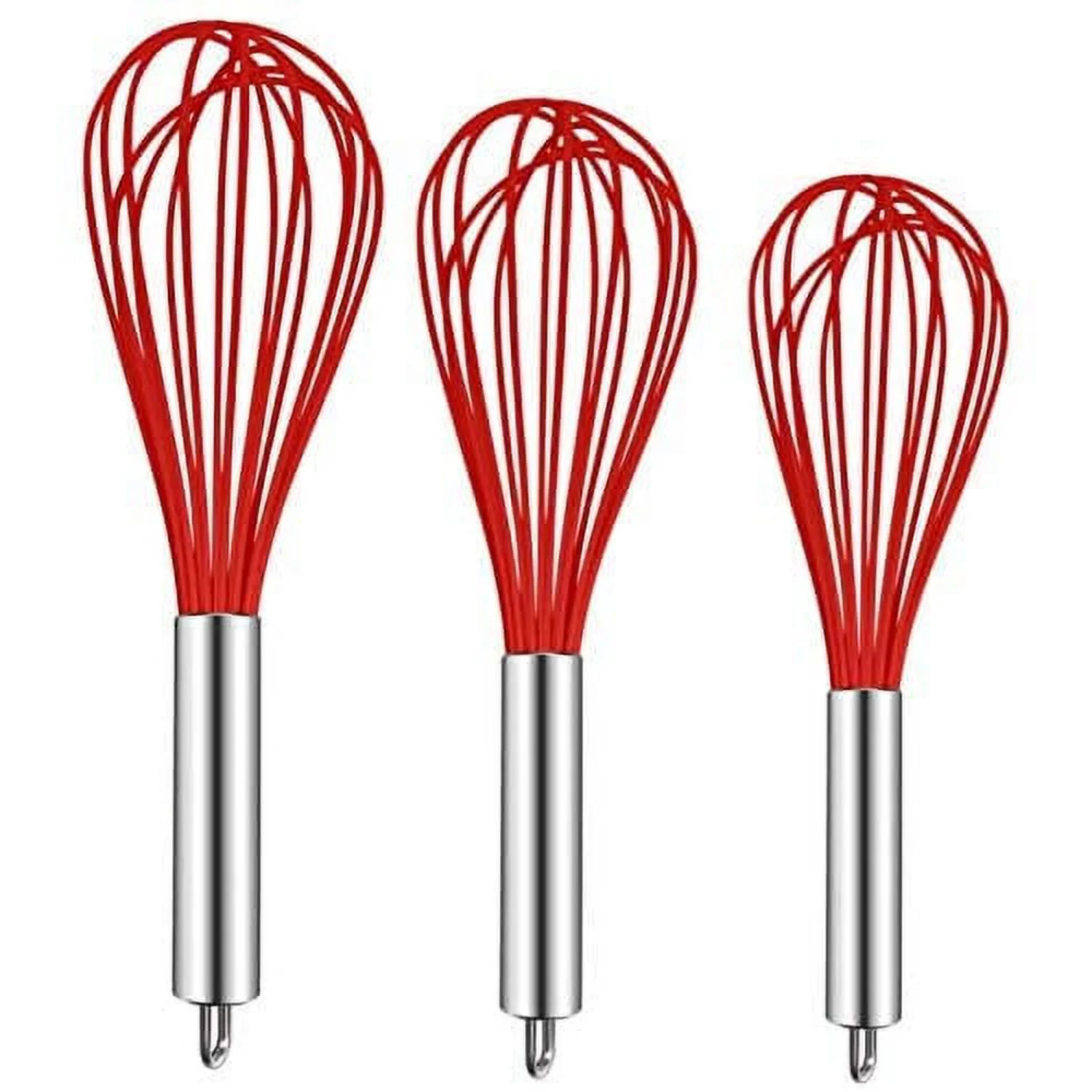 

Kitchen Whisk Set Silicone Balloon Wire Whisk - Egg Beater - Milk Frother - Kitchen Gadgets for Blending, Whisking, Stirring