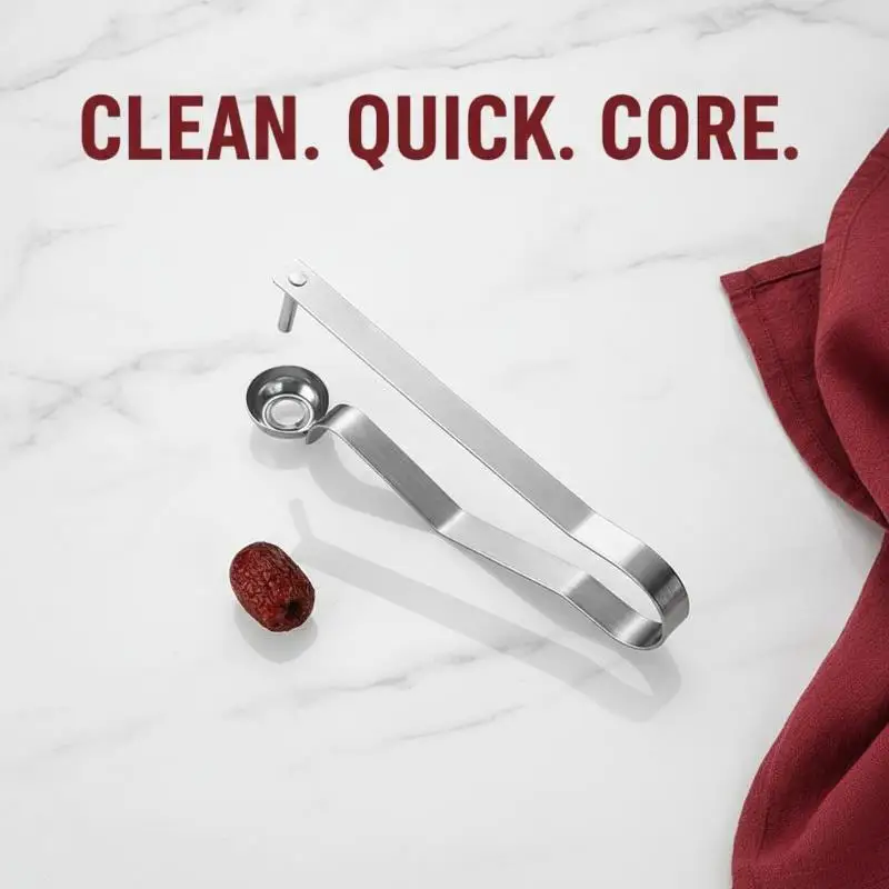 #@Stainless Steel Cherry Seed Remover Cutter Kitchen Gadgets Vegetable Tool Apples Red Dates Corers Twist Fruit Core Remove Pit