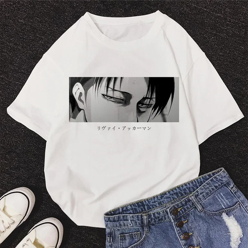 Japońskie Anime atak na tytanowe kobiety t-shirt Levi · Ackerman Eye punkowe topy nowy letni Harajuku luźna gotycka koszulka z krótkim rękawem