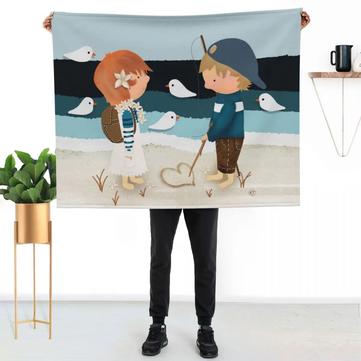 Love Heart in the Sand Throw Blanket Sofas Extra Large Throw Hairy Fashion Sofas Sofa Throw For Decorative Sofa Blankets